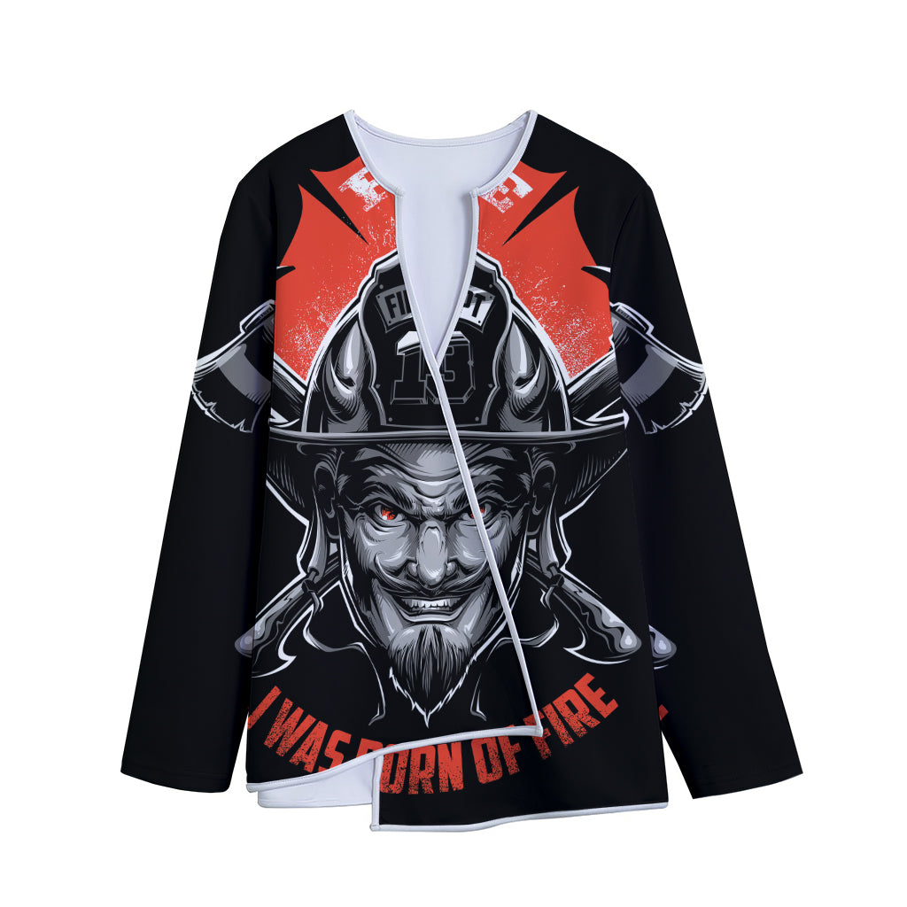 Firefighter Devil Print Long Sleeve Short Coat