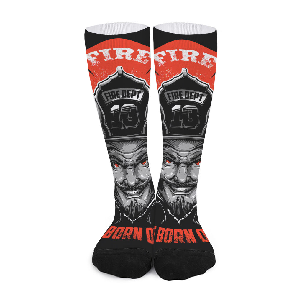 Firefighter Devil Print Long Socks