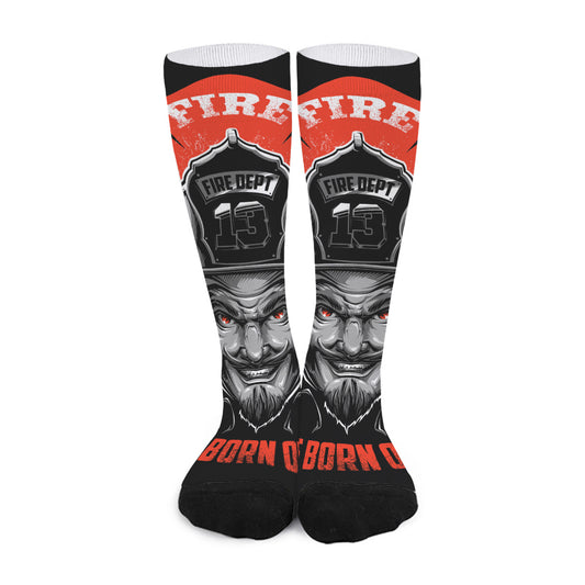 Firefighter Devil Print Long Socks