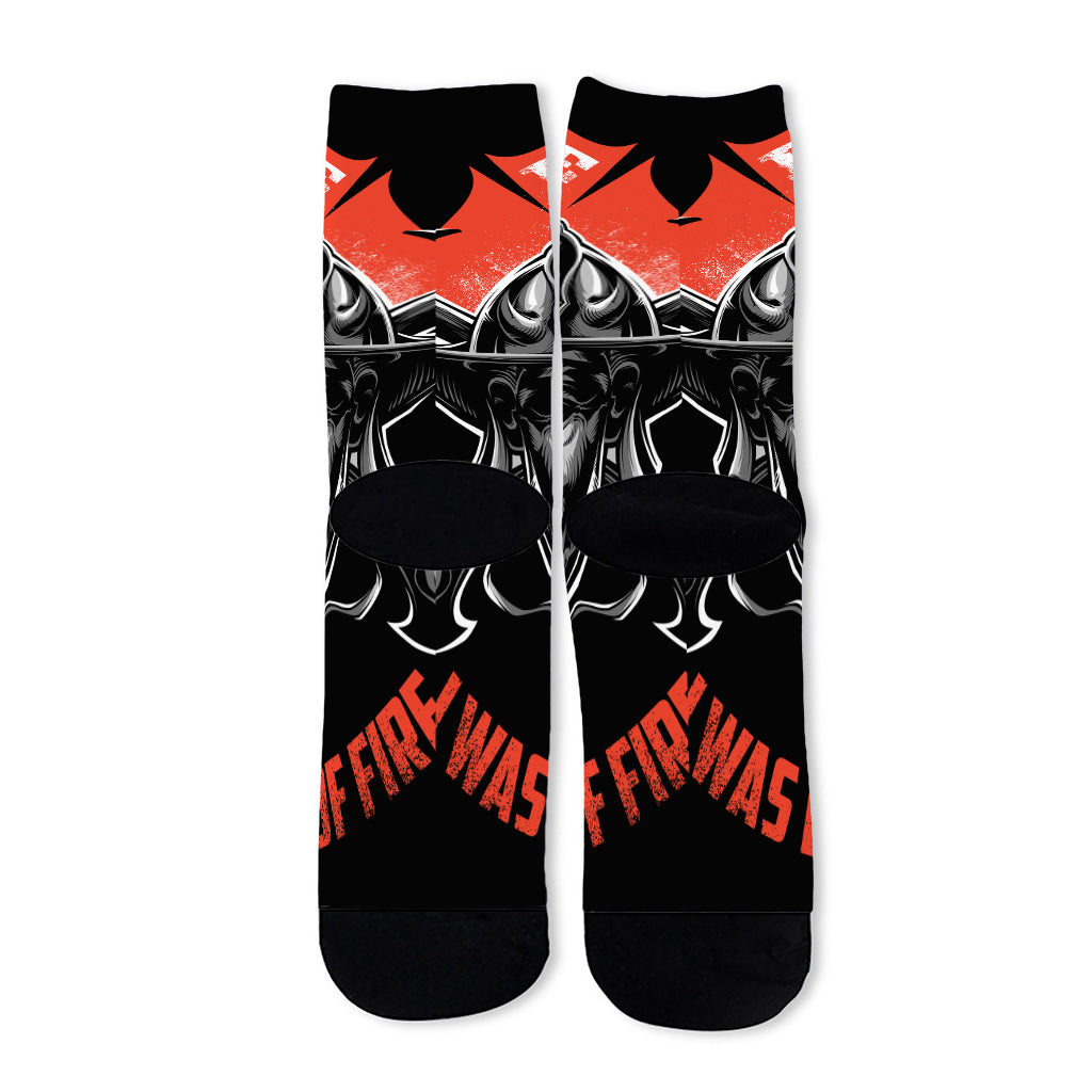Firefighter Devil Print Long Socks