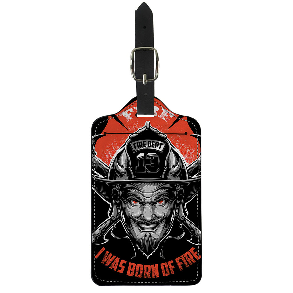 Firefighter Devil Print Luggage Tag