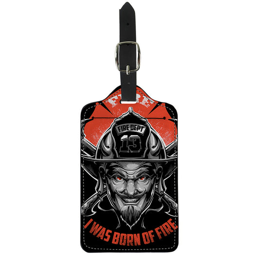 Firefighter Devil Print Luggage Tag