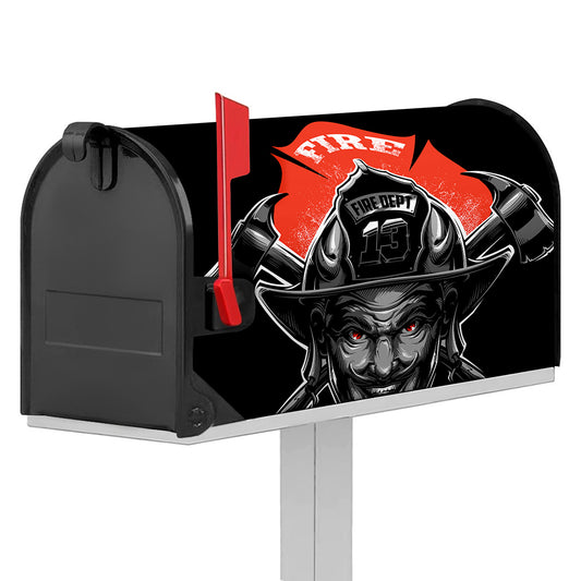 Firefighter Devil Print Mailbox Cover