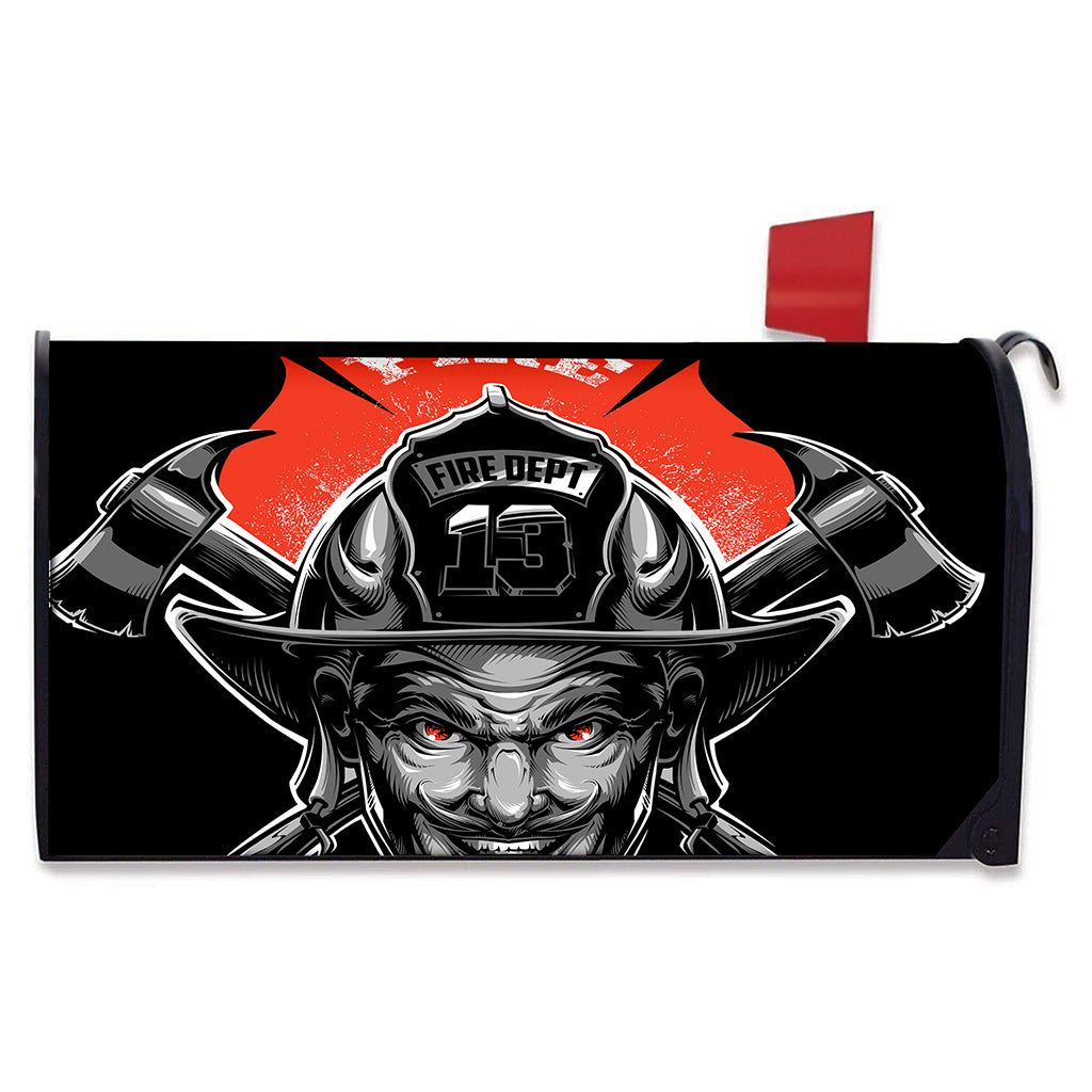 Firefighter Devil Print Mailbox Cover