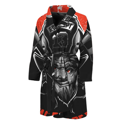 Firefighter Devil Print Men's Bathrobe