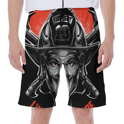Firefighter Devil Print Men's Beach Shorts
