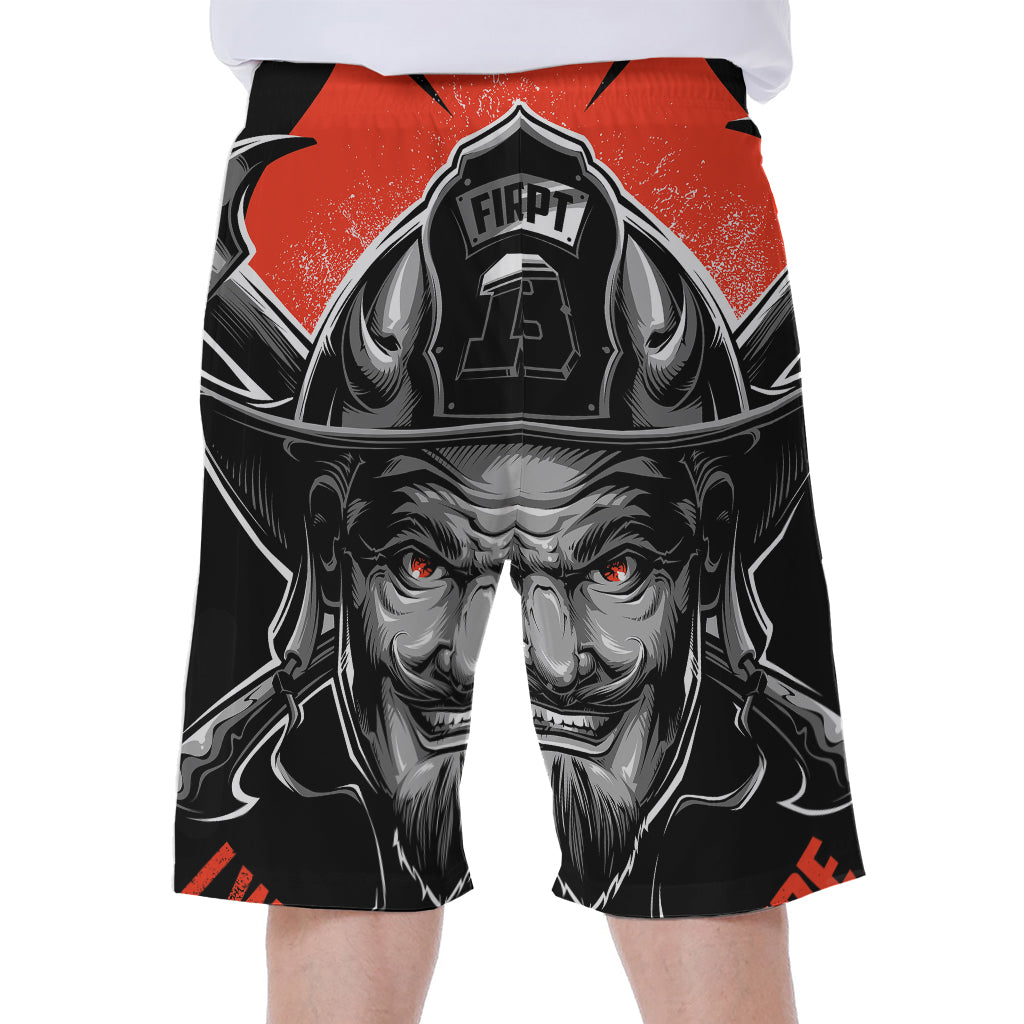 Firefighter Devil Print Men's Beach Shorts