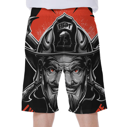 Firefighter Devil Print Men's Beach Shorts