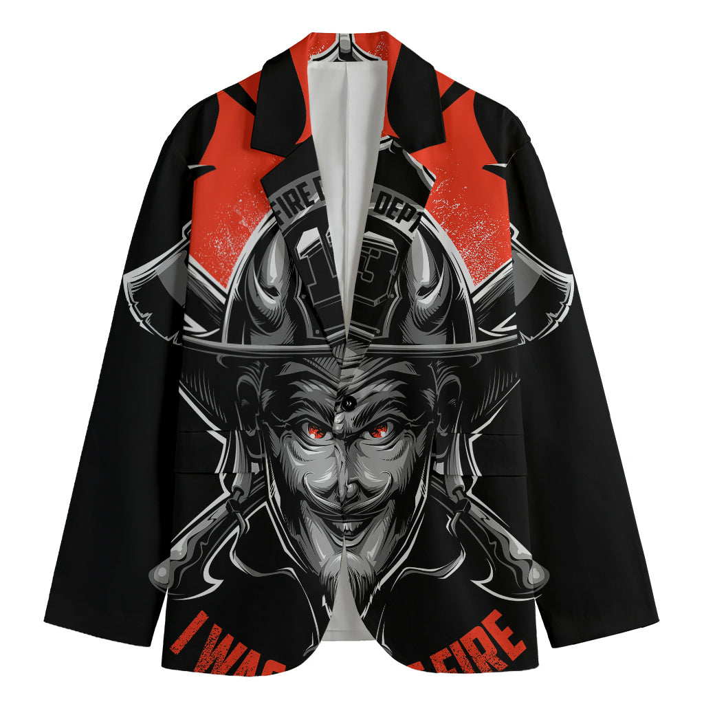 Firefighter Devil Print Men's Blazer