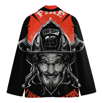 Firefighter Devil Print Men's Blazer