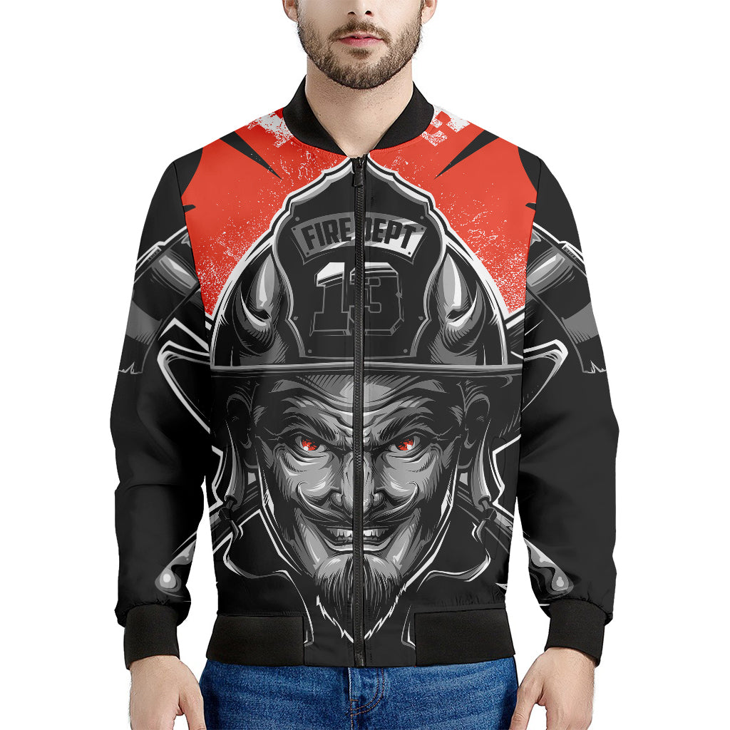 Firefighter Devil Print Men's Bomber Jacket