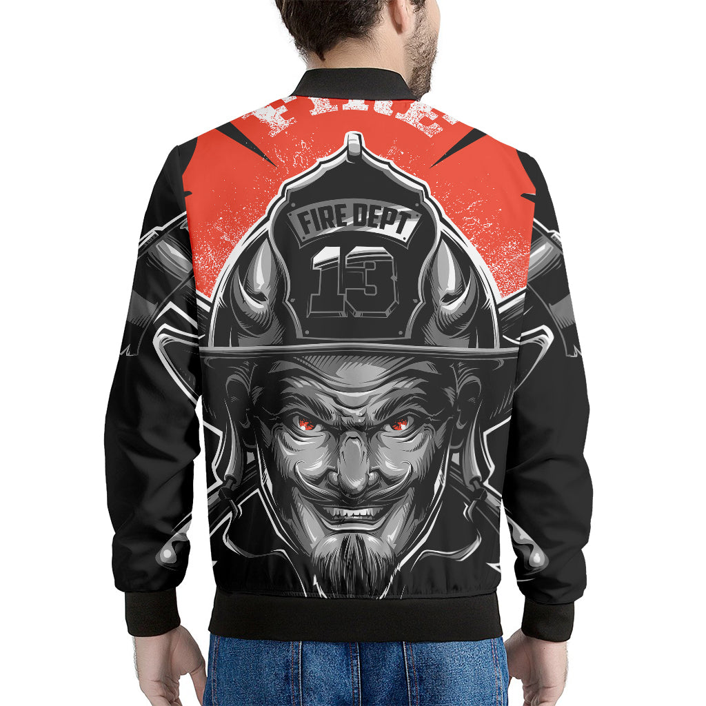 Firefighter Devil Print Men's Bomber Jacket