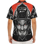 Firefighter Devil Print Men's Deep V-Neck Shirt