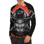 Firefighter Devil Print Men's Long Sleeve Rash Guard