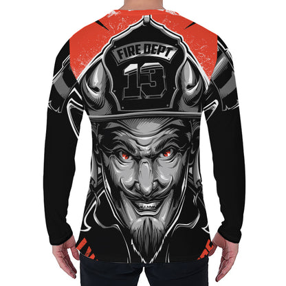 Firefighter Devil Print Men's Long Sleeve T-Shirt