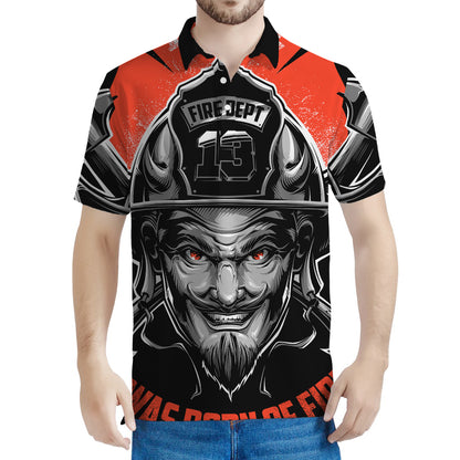 Firefighter Devil Print Men's Polo Shirt