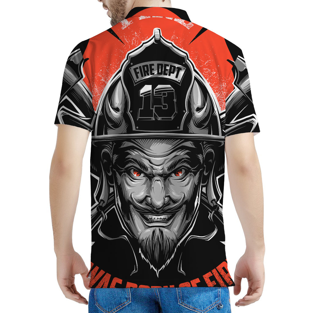 Firefighter Devil Print Men's Polo Shirt