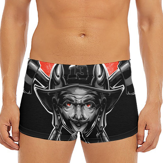 Firefighter Devil Print Men's Short Boxer Briefs