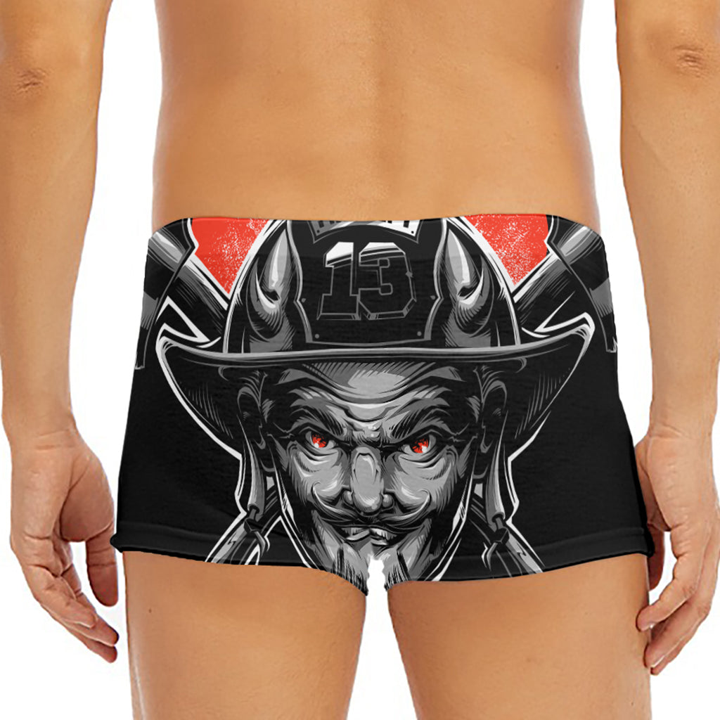 Firefighter Devil Print Men's Short Boxer Briefs