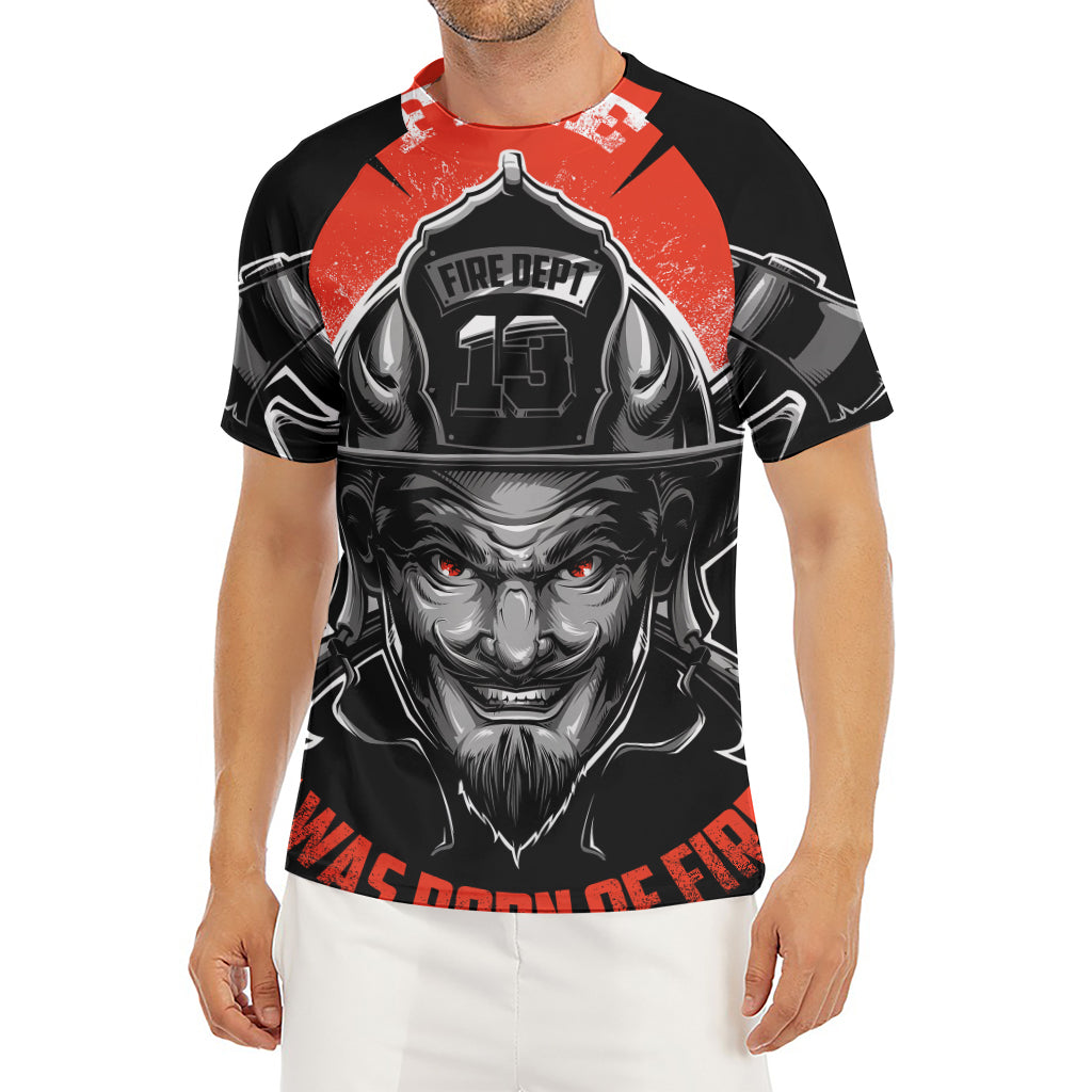 Firefighter Devil Print Men's Short Sleeve Rash Guard