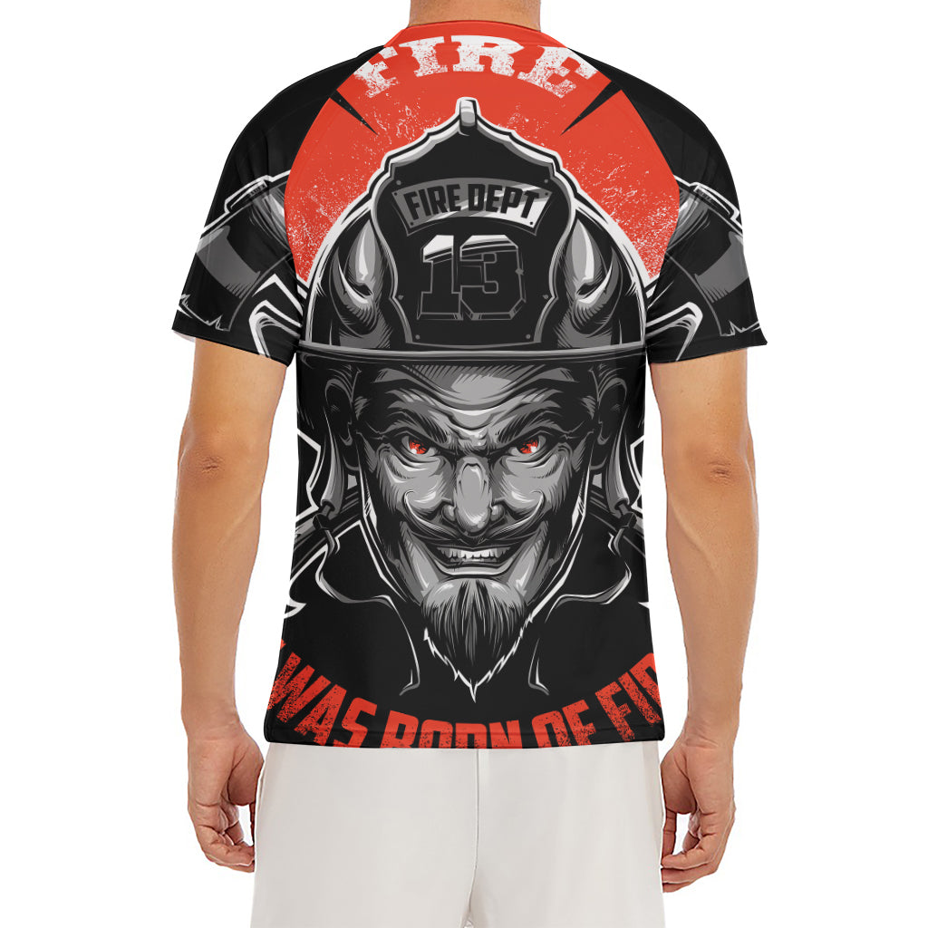 Firefighter Devil Print Men's Short Sleeve Rash Guard