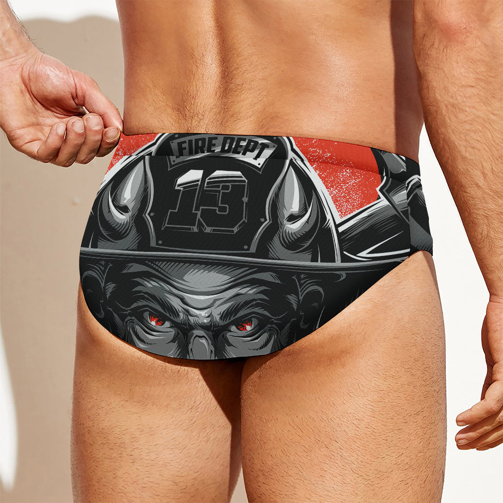 Firefighter Devil Print Men's Swim Briefs