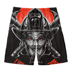 Firefighter Devil Print Men's Swim Trunks