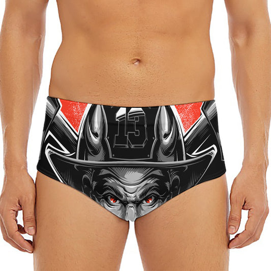 Firefighter Devil Print Men's Triangle Swim Briefs