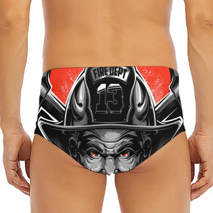 Firefighter Devil Print Men's Triangle Swim Briefs