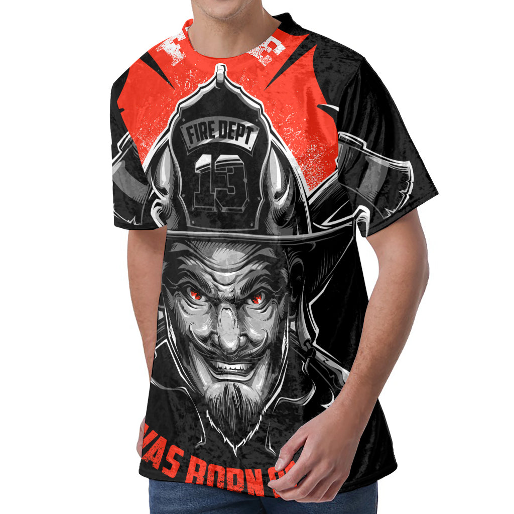 Firefighter Devil Print Men's Velvet T-Shirt