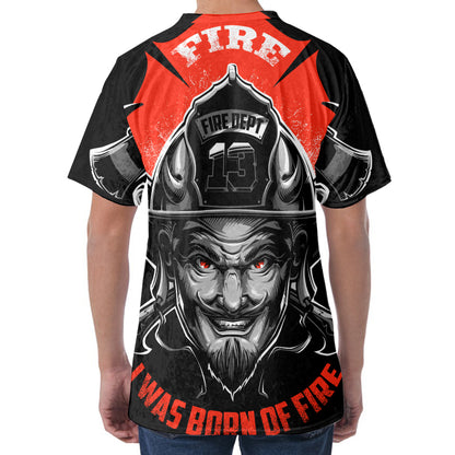 Firefighter Devil Print Men's Velvet T-Shirt