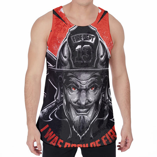 Firefighter Devil Print Men's Velvet Tank Top