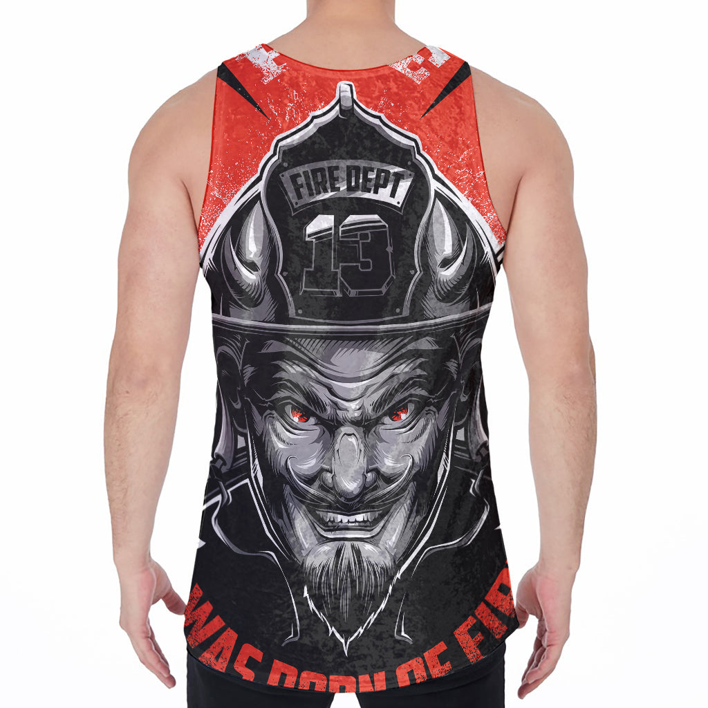 Firefighter Devil Print Men's Velvet Tank Top