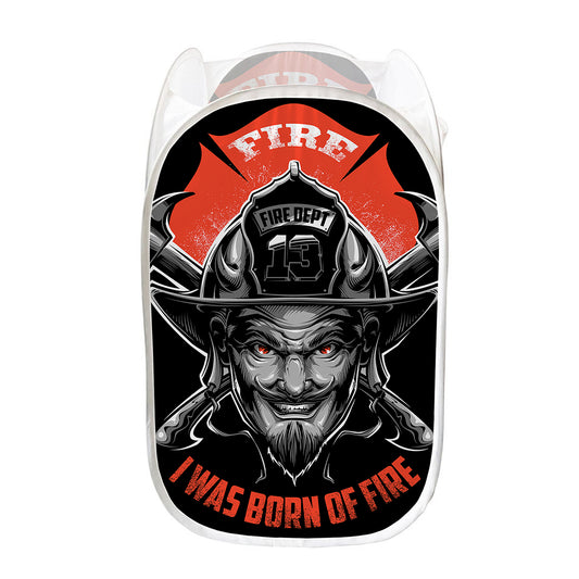 Firefighter Devil Print Mesh Laundry Hamper