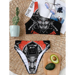 Firefighter Devil Print One Shoulder Bikini Top