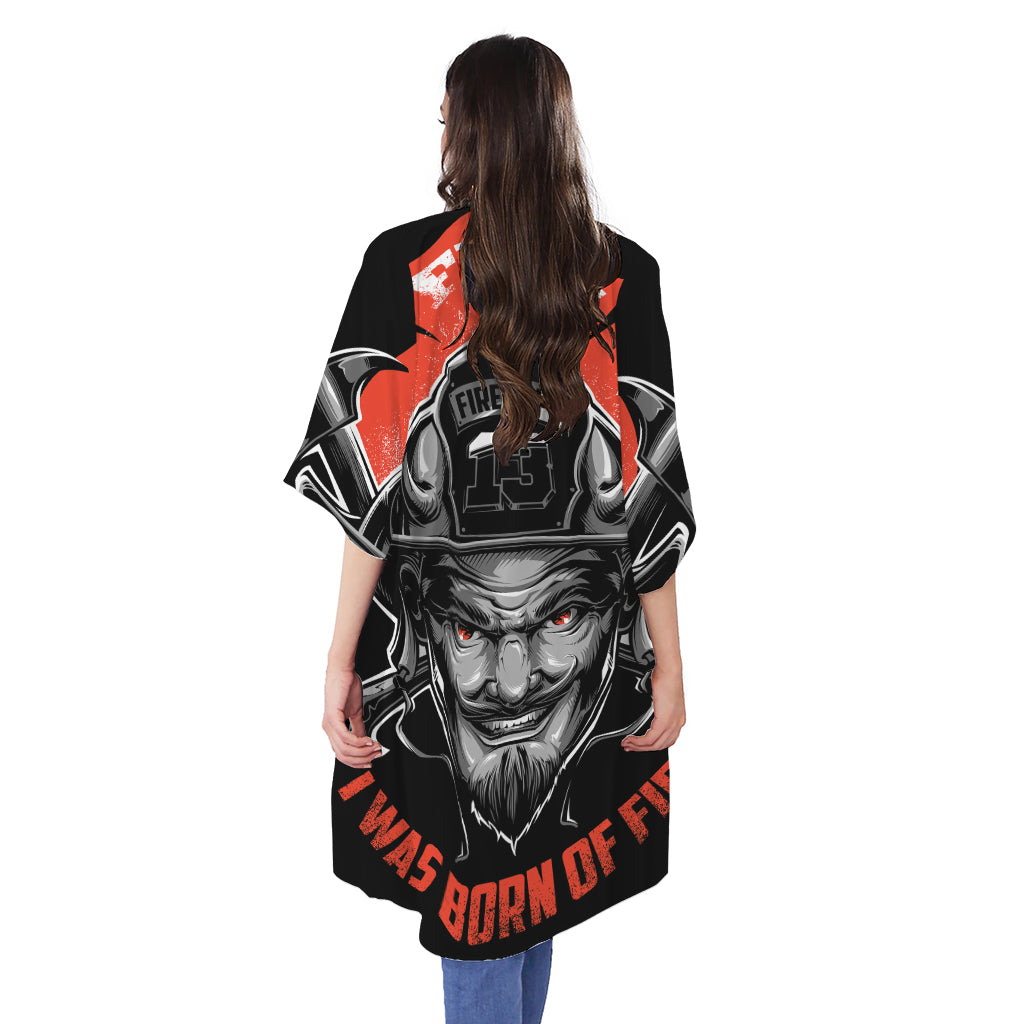 Firefighter Devil Print Open Front Beach Cover Up