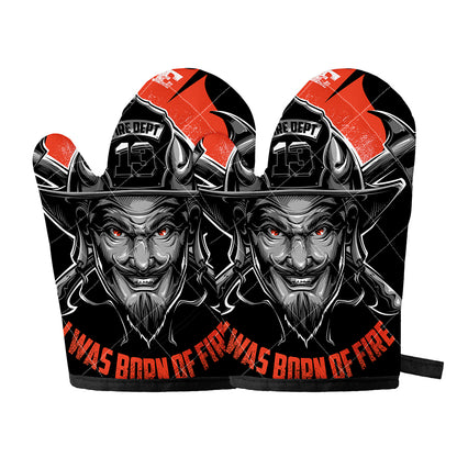 Firefighter Devil Print Oven Mitts
