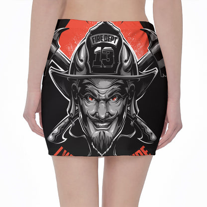 Firefighter Devil Print Pencil Mini Skirt