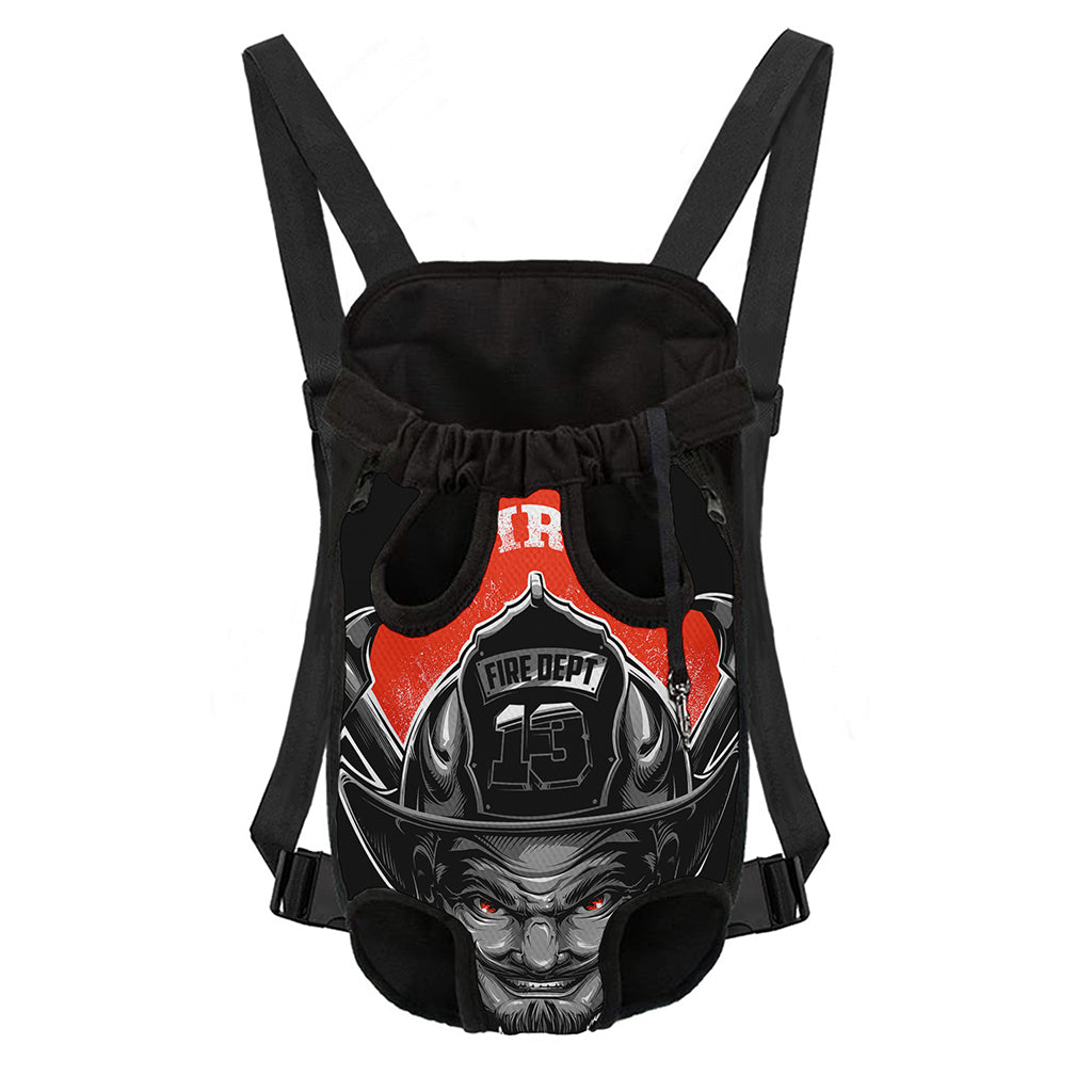 Firefighter Devil Print Pet Carrier Backpack