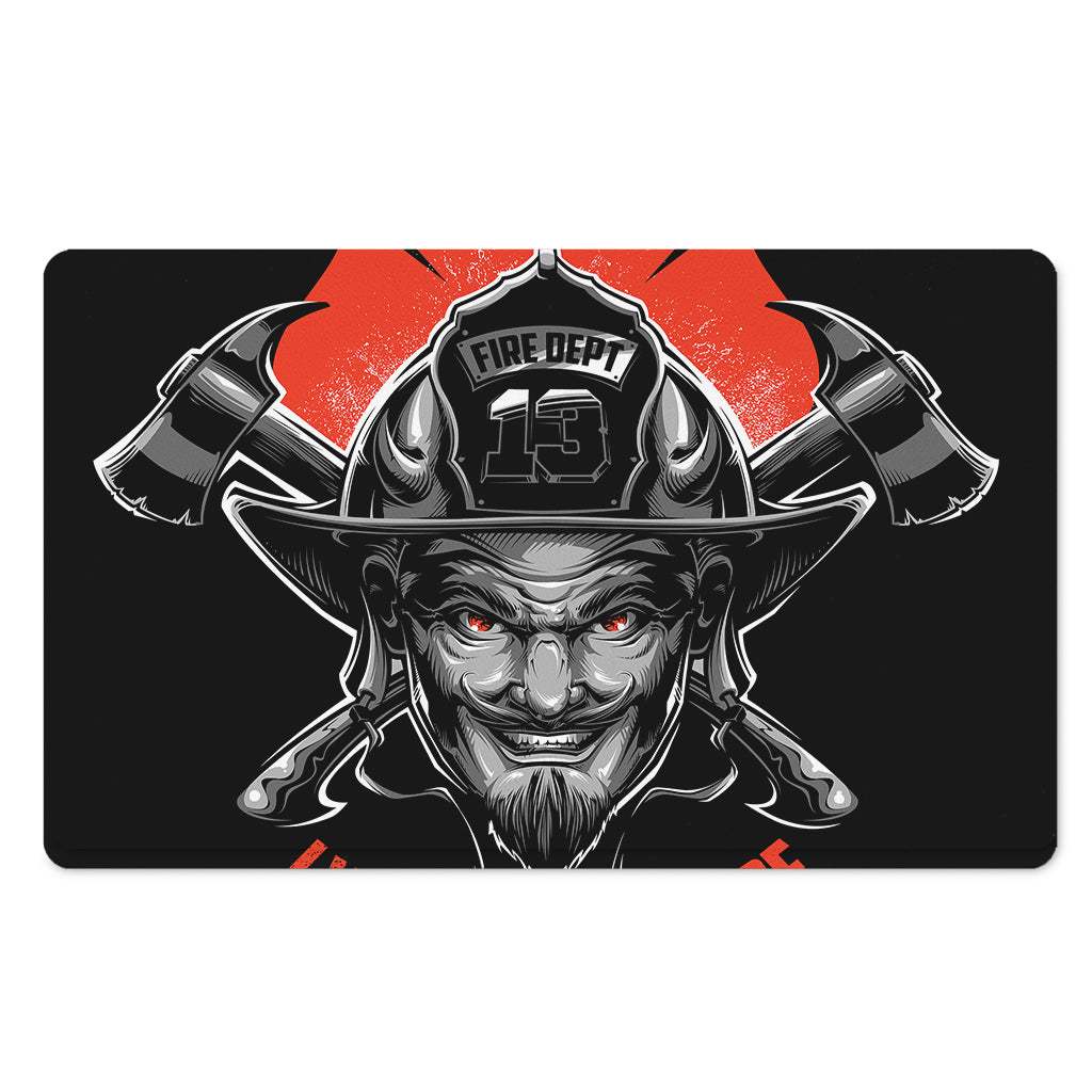 Firefighter Devil Print Polyester Doormat