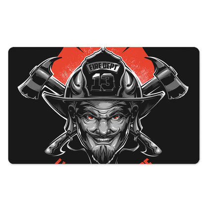 Firefighter Devil Print Polyester Doormat