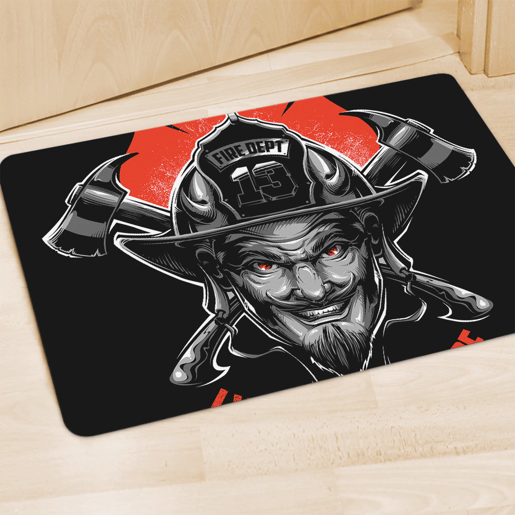 Firefighter Devil Print Polyester Doormat