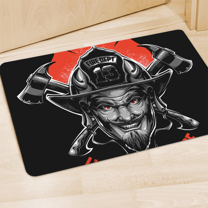 Firefighter Devil Print Polyester Doormat