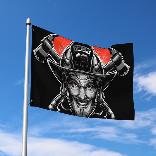 Firefighter Devil Print Polyester Flag