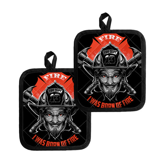 Firefighter Devil Print Pot Holders