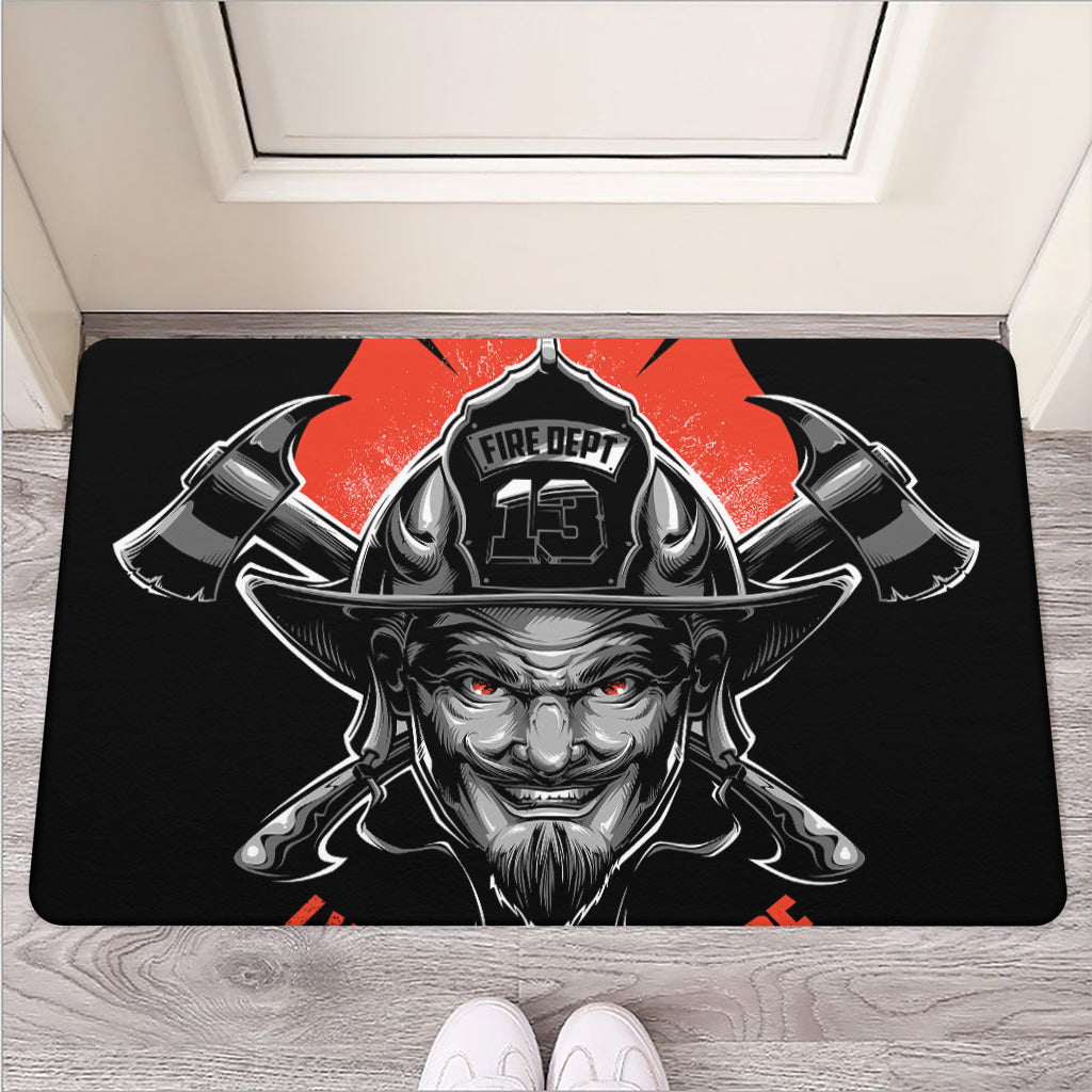 Firefighter Devil Print Rubber Doormat