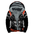 Firefighter Devil Print Sherpa Lined Zip Up Hoodie