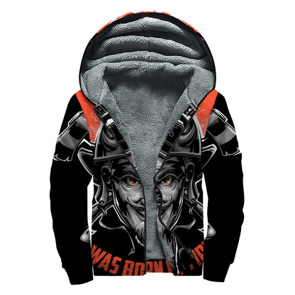 Firefighter Devil Print Sherpa Lined Zip Up Hoodie