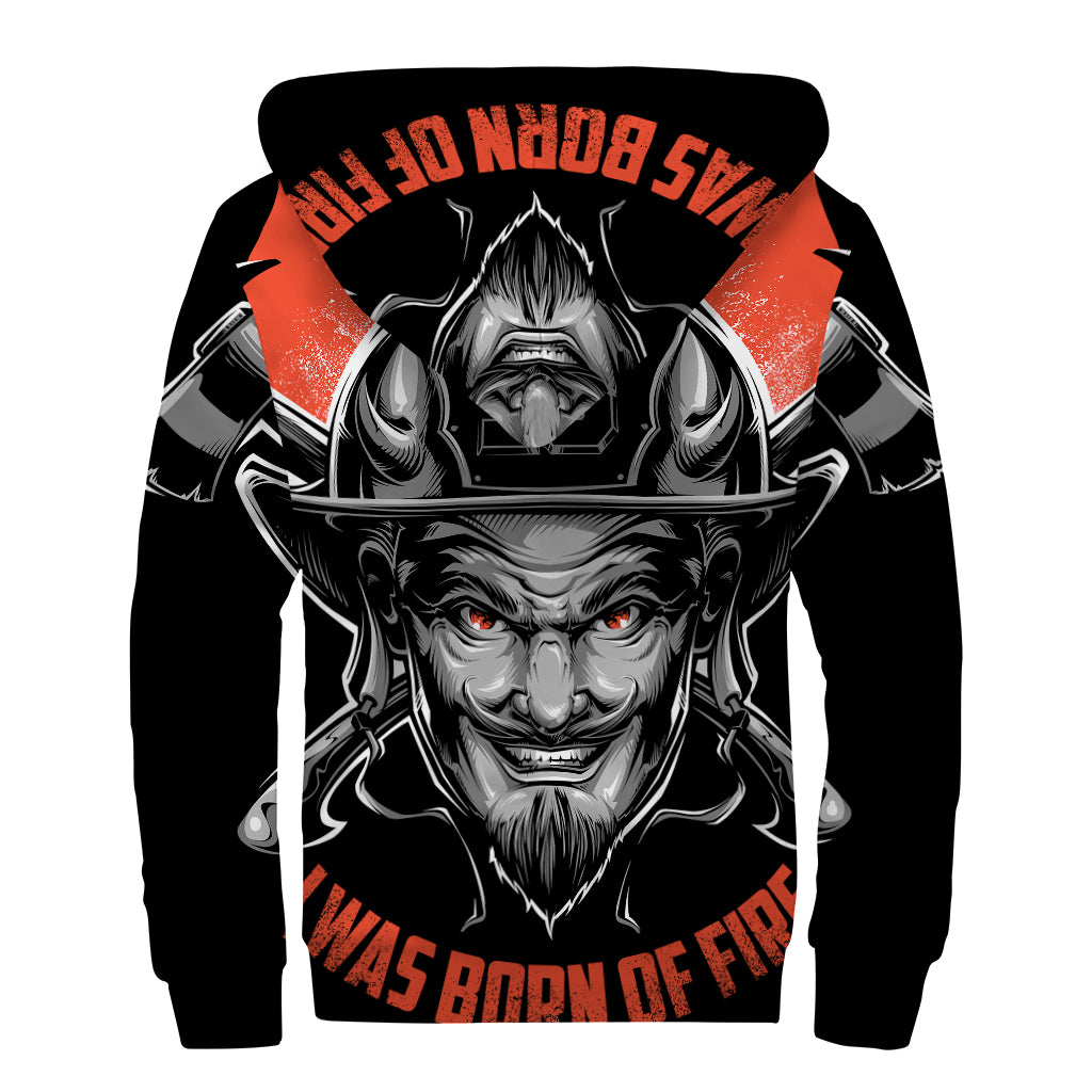 Firefighter Devil Print Sherpa Lined Zip Up Hoodie