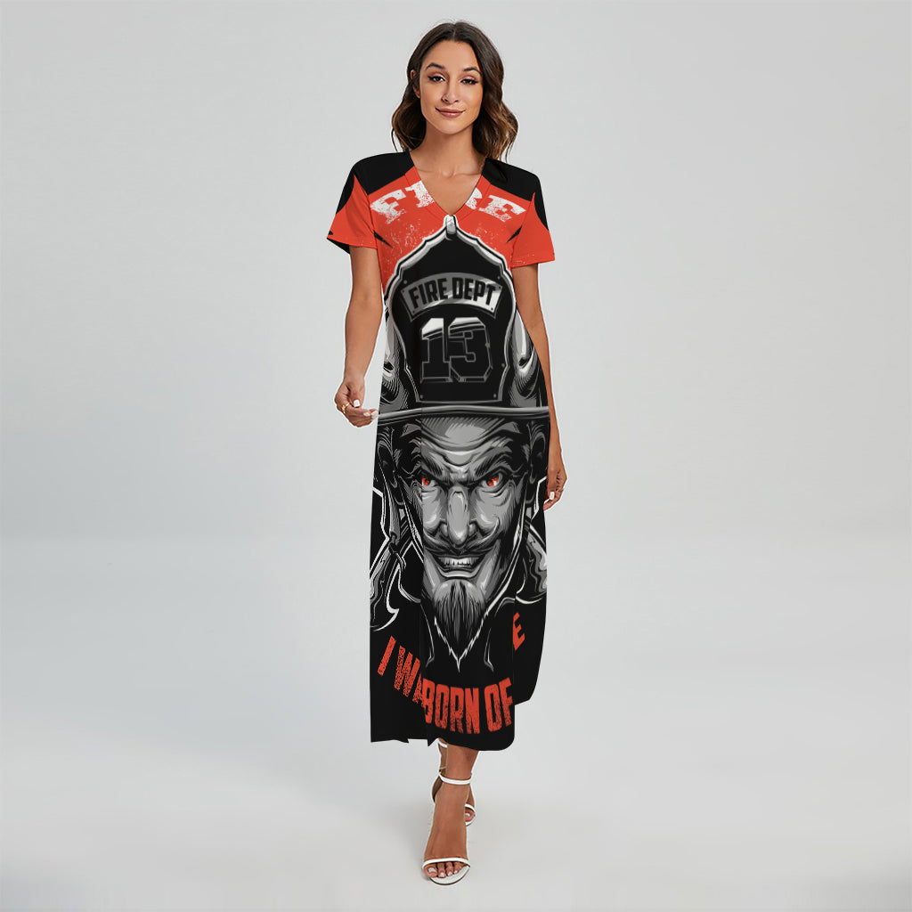 Firefighter Devil Print Short Sleeve Maxi Dress